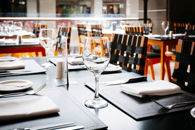 Glass of table at restaurant