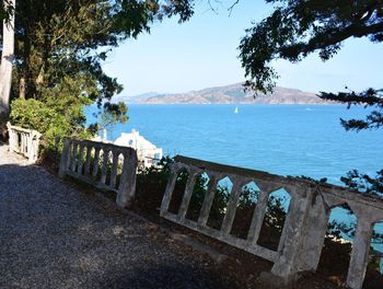 Scenic view of sea against blue sky