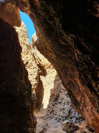 Low angle view of rock formation on land