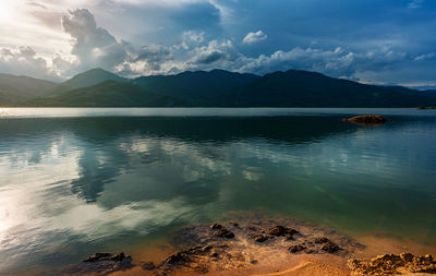 Scenic view of lake against sky