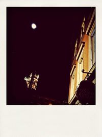 Low angle view of buildings at night