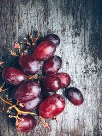 High angle view of grapes on table