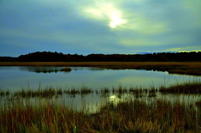 Scenic view of lake against sky