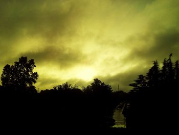 Silhouette trees against sky during sunset