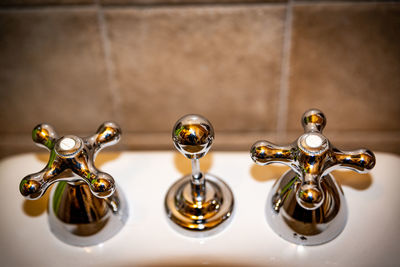 High angle view of faucet on sink