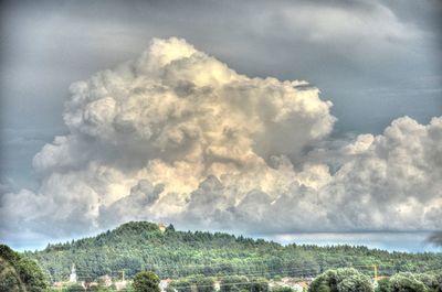 Scenic view of dramatic sky over landscape