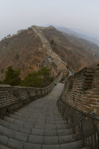 Aerial view of steps leading towards mountain
