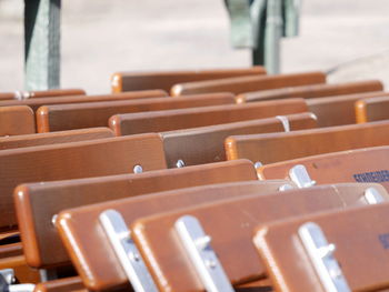 Close-up of empty seats in row