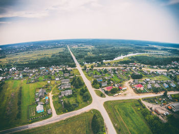 High angle view of landscape against sky