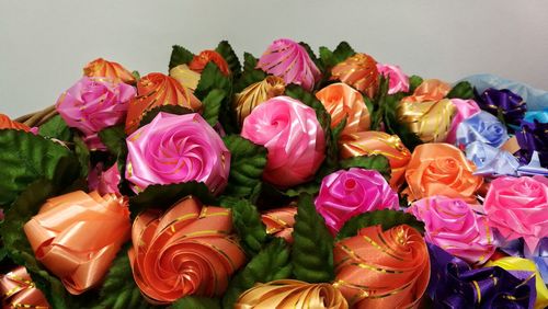 Close-up of multi colored roses