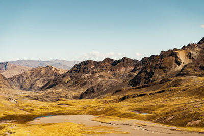 Scenic view of mountains against clear sky