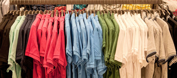 Panoramic view of clothes hanging at store