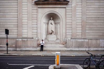 Man cycling in city