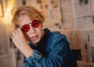 Young woman wearing sunglasses