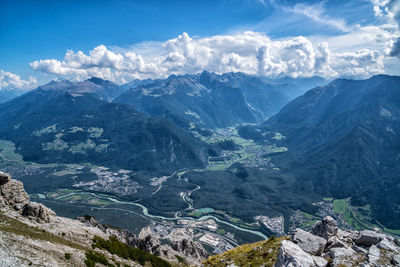 Scenic view of mountains against sky