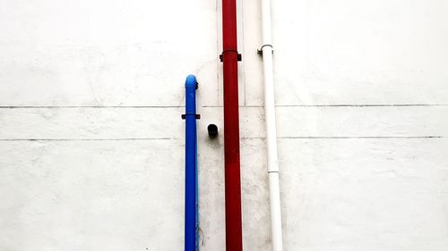 Close-up of pipe on white wall