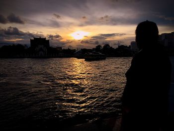 Scenic view of sea at sunset