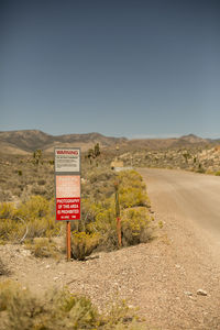 Road sign in desert