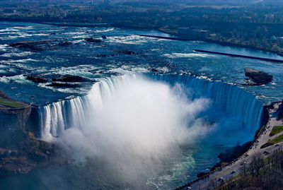 High angle view of waterfall in sea