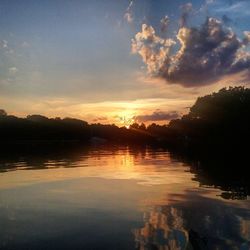 Scenic view of sunset over lake