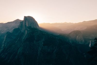 Scenic view of mountains against clear sky