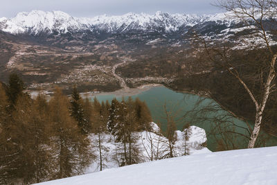 Scenic view of snowcapped mountains