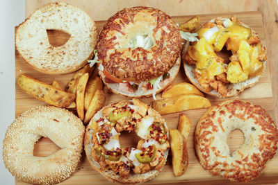 High angle view of food on table