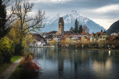 Scenic view of lake against sky