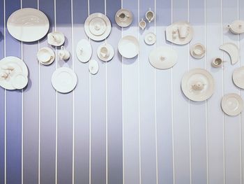 Directly above shot of crockery on table