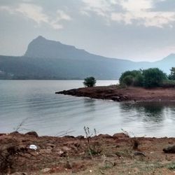 Scenic view of lake and mountains