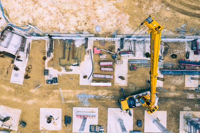 Directly above shot of work tools on wall