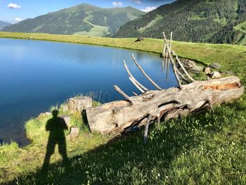 High angle view of lake