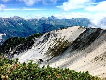 Scenic view of mountains against sky