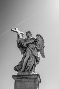 Low angle view of statue against clear sky