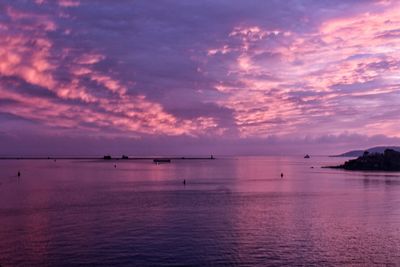 Scenic view of sea against sky at sunset
