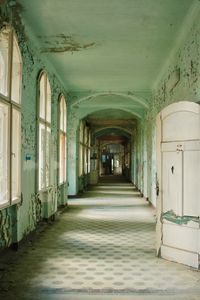 Empty corridor of historic building