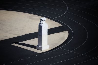 High angle view of stone column at courtyard