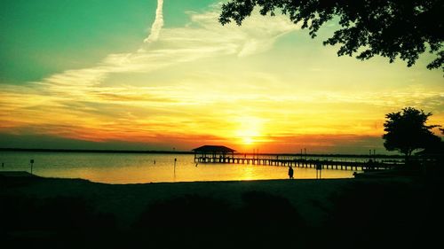 Scenic view of sunset over sea