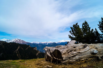 Snowcapped mountains with sky in background