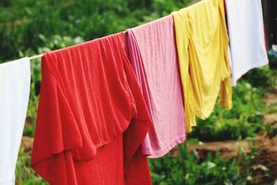 Clothes drying on clothesline