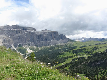 Scenic view of landscape against cloudy sky