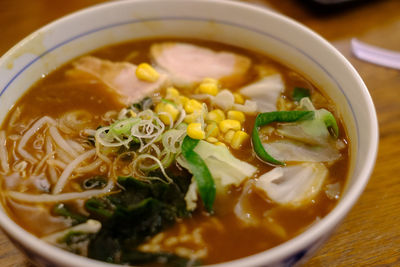 Close-up of soup in bowl