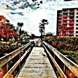 View of bridge against cloudy sky