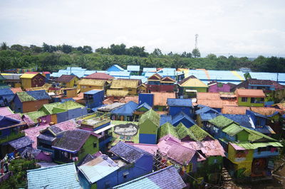 High angle view of townscape against sky