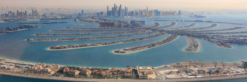 High angle view of buildings in city