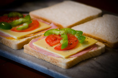 Close-up of sandwich on plate