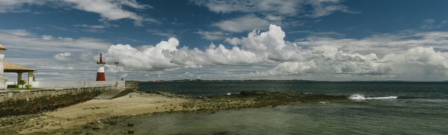 Scenic view of sea against cloudy sky