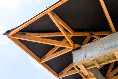 Low angle view of roof against sky