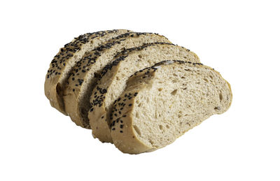 High angle view of bread against white background