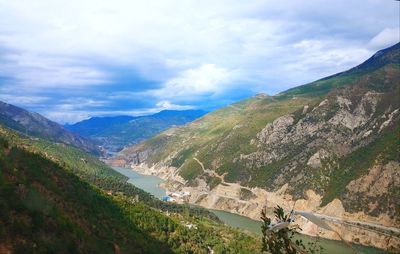 Scenic view of mountains against sky